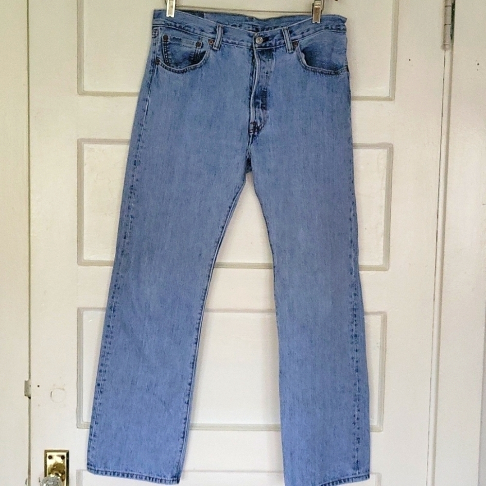 Vintage Pre 1985 Light Wash Button Fly Straight Leg High Waist Levi's 503